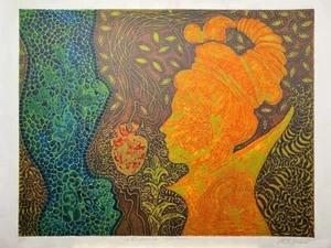 ISOLINA LIMONTA. Druckgrafik. Kolographie. Kubanische Kunst. Zeitgenössische Kunst. - Bild 1 von 7