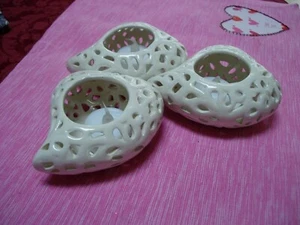 SET OF 3 CERAMIC VALENTINE TEALIGHT HEART SHAPE CANDLE HOLDERS--#V1 - Picture 1 of 24