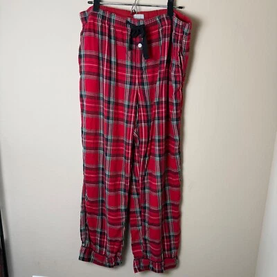 Pantalones de pijama de franela J.Crew para mujer grandes rojos a cuadros vacaciones algodón modal Foto 1 de 4