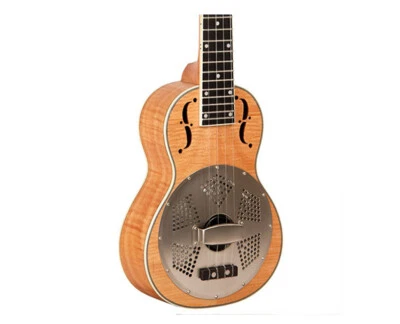 Ukelele resonador de arce rizado tono dorado escala de concierto - caja abierta Foto 1 de 4