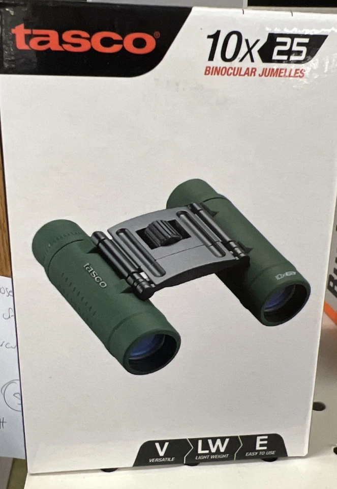 Tasco 10x25 Essentials Roof Prism Binocular, 5.5 Degree Angle of View, Green - Image 1 of 1