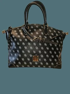 Dooney & Bourke Gretta Black Signature Crossbody Satchel Classic Old Money - Picture 1 of 16