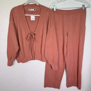 Free People Strand Solar Pullover Set Damen kleine Strickjacke Hose Lounge terracotta - Bild 1 von 14