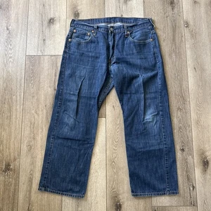 Levis 569 Jeans Mens Blue Denim Cotton Mid Rise Loose Straight Fit 34x27 Altered - Picture 1 of 16