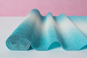 Ombre Color Heavy Italian Blue Crepe Paper Roll - Picture 1 of 1