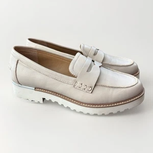 Franco Sarto Cedra Cream Leather Slip On Penny Loafers Size 7 Classic Shoes - Picture 1 of 8