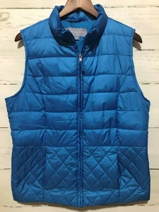 Laura Scott Blue Puffer Diamond Quilted Vest Size Large Recycled Bottles A16 - Picture 1 of 4