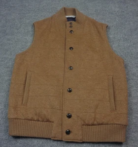 Peter Millar Crown Flex-Fleece Vest Mens L Brown Merino Wool Button Up Stretch - Picture 1 of 12