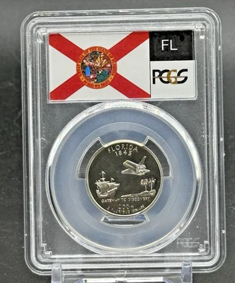2004-S Florida State Quarter SILVER 25c PCGS PR69 DCAM State Flag Label - Image 1 of 4