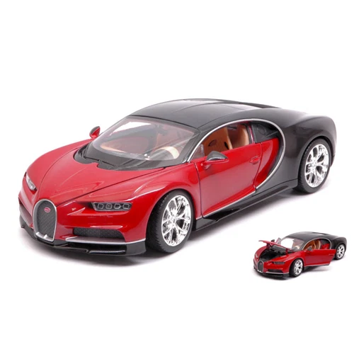 BUGATTI CHIRON 2016 RED/BLACK 1:24 Welly Auto Stradali Modellino Nuovo - Immagine 1 di 1