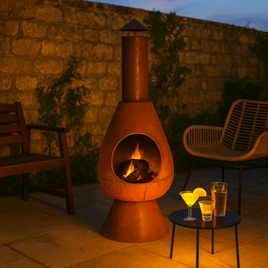 Chiminea Modern Patio & Garden Heater Outdoor Fire 110cm Tall Log Burner Chimnea - Picture 1 of 19