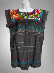 Handmade Embroidered Mexican Floral Paloma Blouse - Size Large - Bild 1 von 3