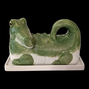 Vintage Alligator Butter Dish Ceramic Florida Louisiana Swamp Alcatraz Japan MCM - Picture 1 of 24