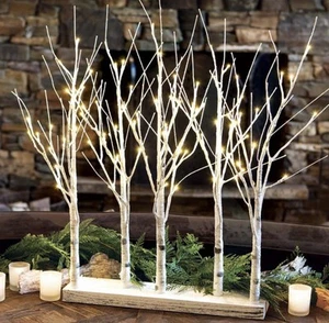 Olive And Cocoa Snowdrift Lit Trees - Picture 1 of 5