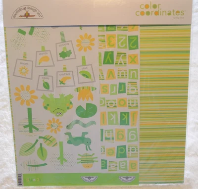 Kit de página de álbum de recortes de coordenadas de color Doodlebug #373 precioso lima 8 artículos Foto 1 de 4