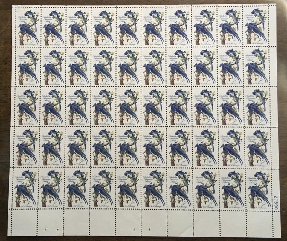#1241 AUDUBON COLUMBIA JAYS full mint sheet of 50 stamps Mint NH OG - Image 1 of 4