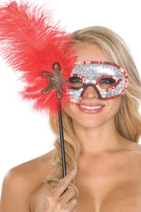 sexy BE WICKED! mardi GRAS feathers FEATHERED masquerade BALL costume MASK party - Picture 1 of 5