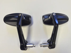 Pair (2) Genuine 3 Pistons Triumph Speed Triple Fit Bar End Mirrors Aluminium - Picture 1 of 9