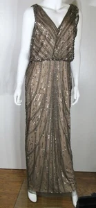 Adrianna Papell Sleeveless Beaded Long Dress with Blouson/Column Women's Size 12 - Picture 1 of 6