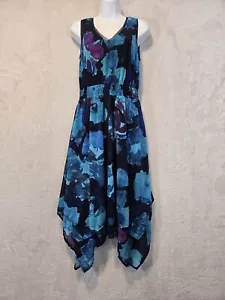 Simply Vera Wang Damen Medium Taschentuchsaum Kleid blau Blumen Fee gebraucht, in einwandfreiem Zustand - Bild 1 von 12