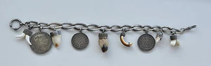 ECHT Silber Charivari Trachtenschmuck 29cm Kette Silbermünzen Jagd-Trophäen - Bild 1 von 9