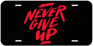 Placa de licencia de automóvil con etiqueta de automóvil novedad Never Give Up - Imagen 1 de 3