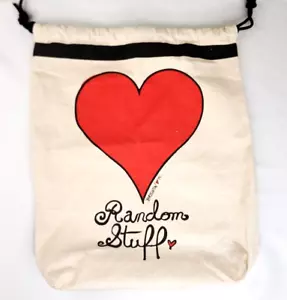 Brighton Canvas Tasche zufällige Sachen Reise Kordelzug Beuteltasche 16x14 großes rotes Herz - Bild 1 von 5