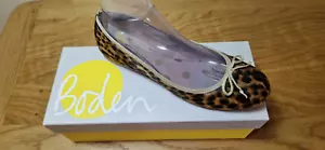 Boden Flat Leather Shoes Size 6 BNIB Leopard Print NEW (D103) - Picture 1 of 12