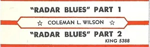 Jukebox Title Strip - Coleman L. Wilson: "Radar Blues - Parts 1 & 2" - from '60 - Picture 1 of 1