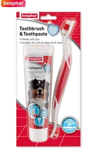 BEAPHAR DOG CAT PET TOOTHBRUSH & TOOTHPASTE DENTAL HYGIENE KIT FRESH BREATH - Picture 1 of 7