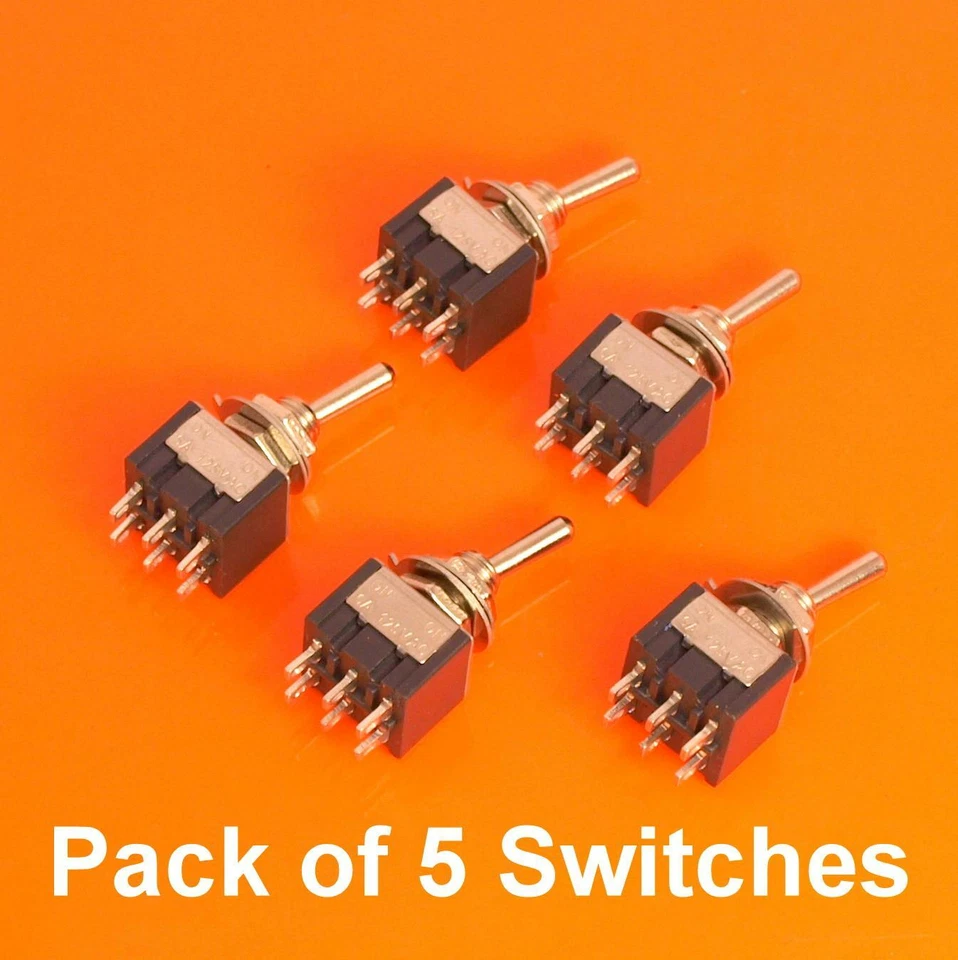 Quality 6 Pin DPDT ON-ON 2 Position Mini Toggle Switch 6A 125V MTS202 Boat Car - Image 1 of 4