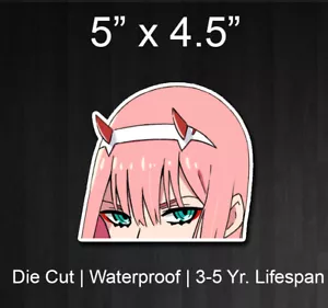 Zero Two 02 Peeker Peeking Anime Waifu Bumper Vinyl Sticker Car Decal - Picture 1 of 1
