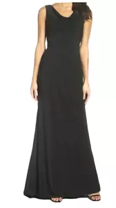 Maxi Vestido Xscape Negro Para Mujer 12 Hasta el Piso Vestido Cortina Cuello Formal Elastizado - Imagen 1 de 9