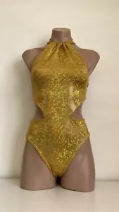 Schminke ⚜️ bodysuit side cut-outs pole-wear dance hologram halter - Bild 1 von 4