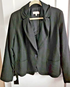 Blazer Talbots Mujer Negro Mezcla Lana Chaqueta 1 Botón 2 Bolsillos Talla 14 - Imagen 1 de 11