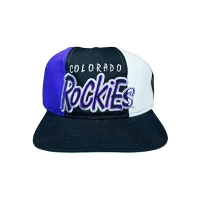 vtg rare MLB colorado rockies starter color block snapback hat cap - Image 1 of 4