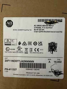 NEW PowerFlex 753 AC Drive, 20F11ND077JA0NNNNN, 77A, Air Cooled, Built-in I/O - Picture 1 of 2