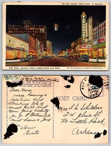 Postal - Polk St, Amarillo, TX, North fm Ninth, Teatro Paramount, alrededor de 1939 - Imagen 1 de 1