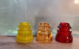 Fall Colors Vintage Glass Insulators Colorized Yellow Orange & Red Antique Glass - Picture 1 of 1