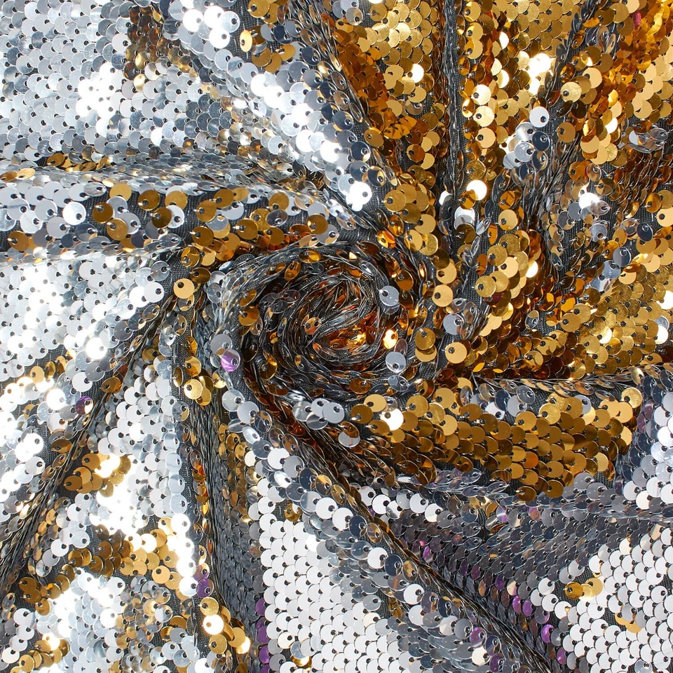 Two Sided Reversible Sequins Scale All-Over On Polyester Stretch Mesh Fabric - Image 1 of 1