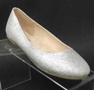 City Classified Damen Stoff Silber Glitzer Slipper Ballerinas Größe 7 M  - Bild 1 von 11