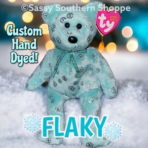 ❄️ FLAKY ❄️ 2002 Ty Beanie Babies Copo de Nieve OSO *Teñido a Mano TEAL* Bebé *MWMT* - Imagen 1 de 3