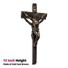 13" Statue Jesus On Cross Crucifix Wall Home Decor Bronze Finish Religious Gift