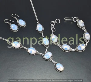 Oplite Gemstone 3pcs Combo Set 925 Silver Plated Wholesale Lot Jewelry - Picture 1 of 7
