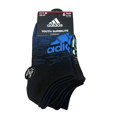 Adidas Juvenil Superlite Aeroready Negro 6 Pares No Show 13c-4y Niños Niñas Calcetines Foto 1 de 4