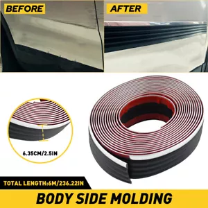 Black & Chrome Body Side Molding Trim Tape Stick Strip For 1988-98 Chevy & GMC - Picture 1 of 17