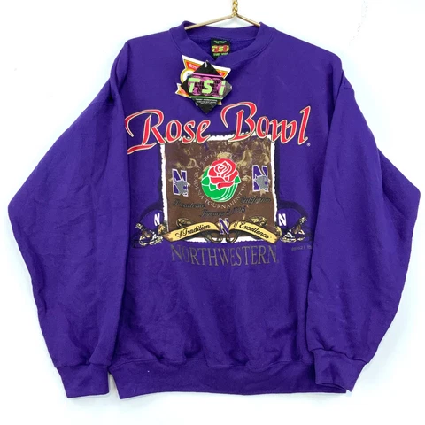 Vintage Northwestern Wildcats Rose Bowl 1996 Crewneck Large Purple Ncaa 90s Usa Cover