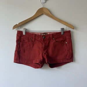 Paige Denim Jean Canyon Shorts Pomodoro Red Wash Low-Rise Women's Size 27 - Picture 1 of 11