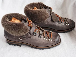 NEW SANTONI ankle fur-trim hiking  boots men’s size 40 (US 7) - Picture 1 of 8