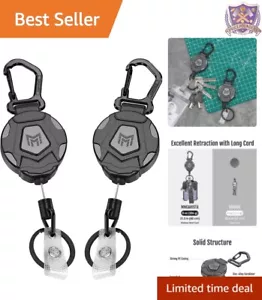 Lightweight 2-Pack Retractable Keychains | Heavy Duty Badge Reels with Carabiner - Picture 1 of 12